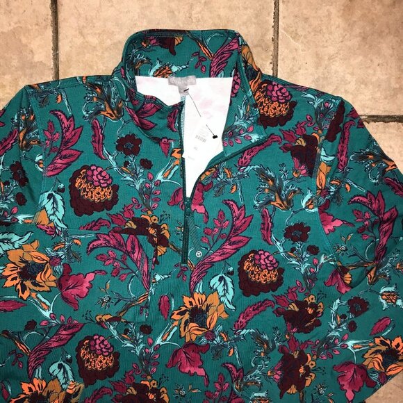 Women's T by Talbots Modal French Terry Half-Zip Pullover-Poetic Floral-Size XL - Picture 3 of 7